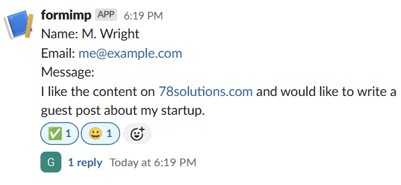 Slack integration example